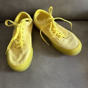Vans Off the Wall Womens Canvas Bright Yellow Sneakers Tennis Shoes Size 7